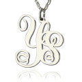Personalised White Gold Vine Font 2 Initial Monogram Necklace Personalised solid white gold vine-font two-initial monogram necklace