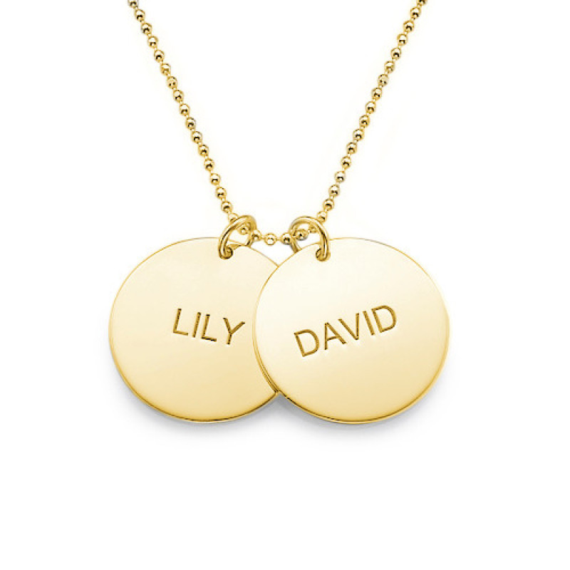 Personalised 18ct Gold Plated Silver Disc Necklace Personalised 18ct gold-plated silver disc pendant necklace