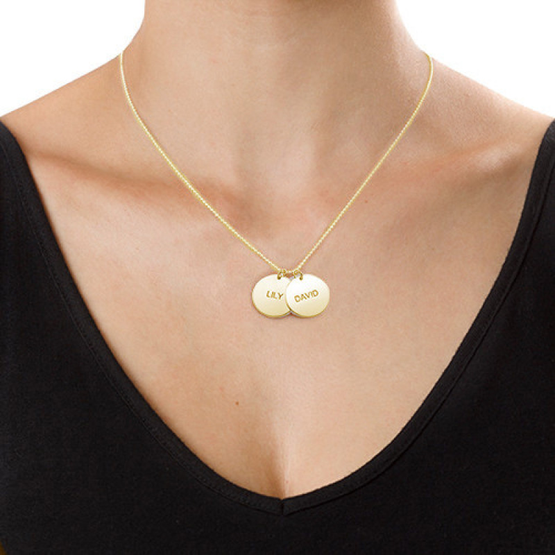 Personalised 18ct Gold Plated Silver Disc Necklace Personalised 18ct gold-plated silver disc pendant necklace