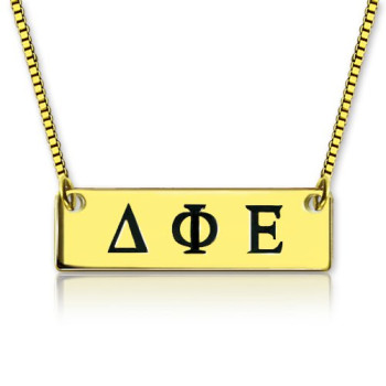 Personalised Greek Letter Sorority Bar Necklace 18ct Gold Plated