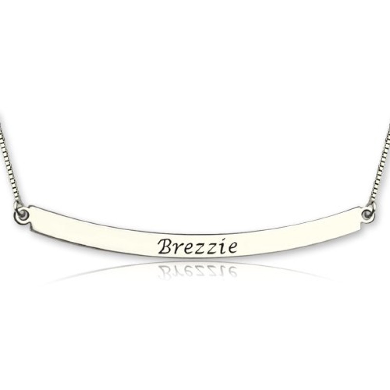 Curved Bar Pendant Necklace Personalised curved bar pendant necklace