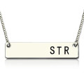 Sterling Silver Initial Bar Necklace Sterling silver bar necklace with engraved initials