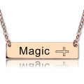 Engraved Name Bar Necklace with Icons Engraved name bar necklace with icons in rose gold plating