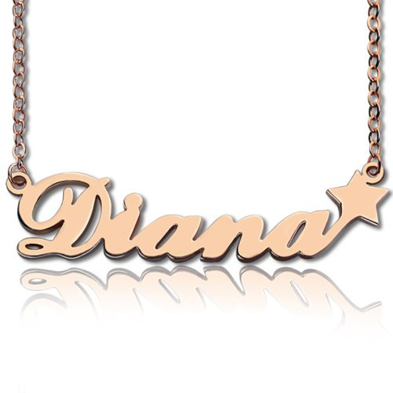 Personalised Carrie-style script name necklace with a star detail