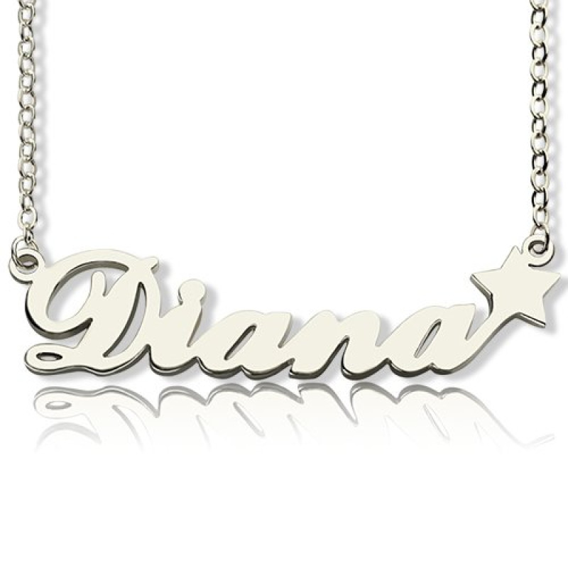 Personalised script name necklace with star detail