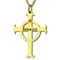 Circle Cross Name Necklace Personalised circle cross name necklace