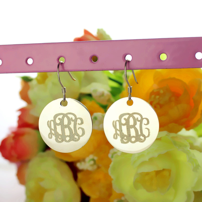 Disc Signet Monogram Earrings Disc signet monogram earrings product view