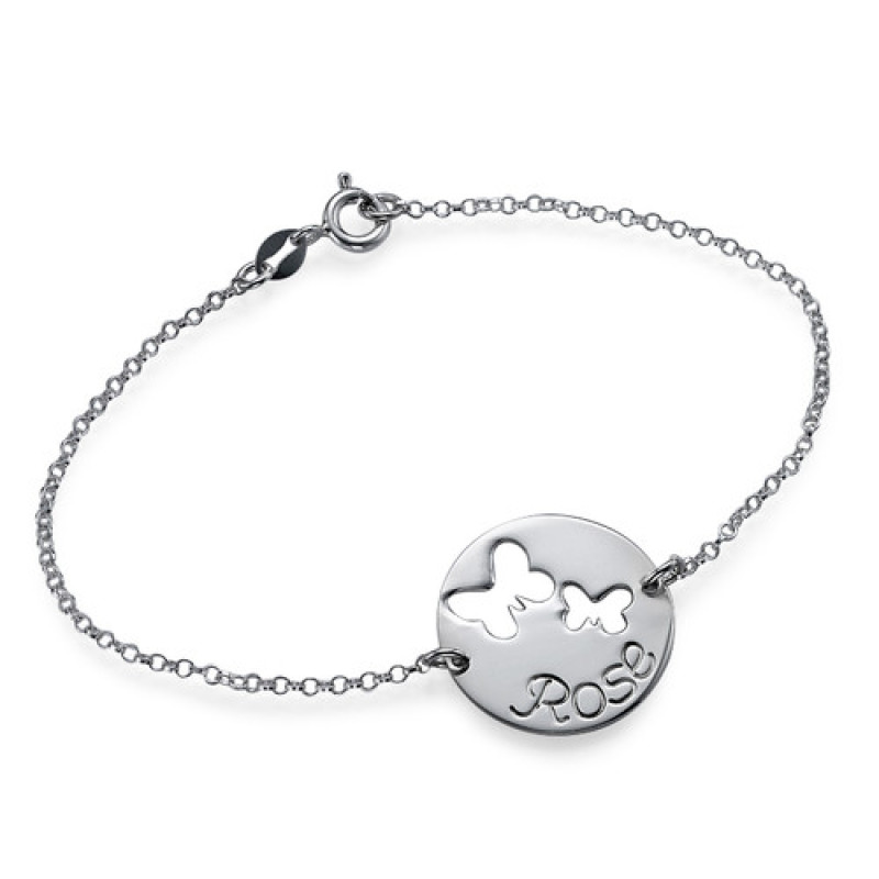 Personalised Cut-Out Butterfly Bracelet and Anklet Personalised cut-out butterfly bracelet with a name disc