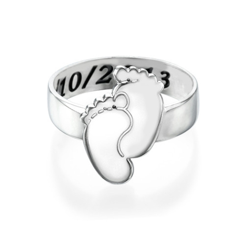 Engraved Baby Feet Ring Engraved baby feet ring