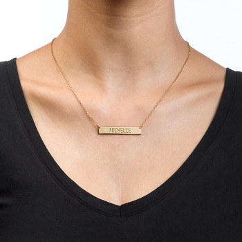 Engraved Bar Necklace in Gold Plating Engraved Bar Necklace in Gold Plating