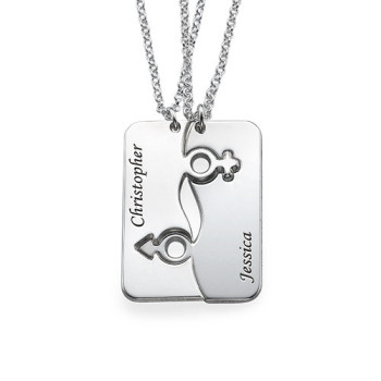 Engraved His and Hers Necklace for Couples Engraved His and Hers Necklace for Couples