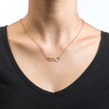 Engraved Infinity Necklace in 18ct Gold Plating Engraved Infinity Necklace in 18ct Gold Plating