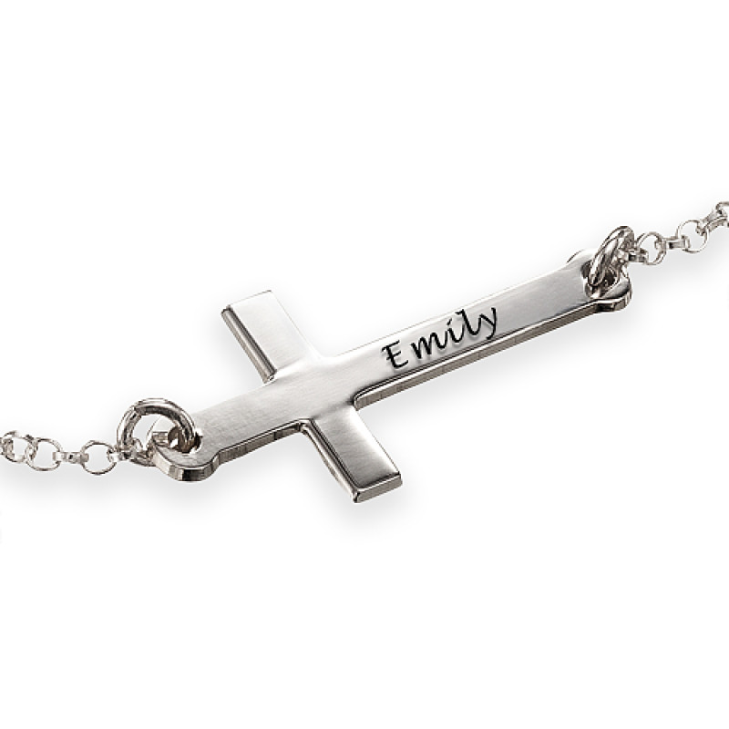 Engraved Side Cross Bracelet Engraved personalised side cross bracelet