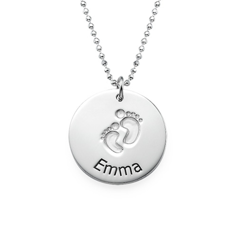 Engraved Silver Baby Steps Necklace