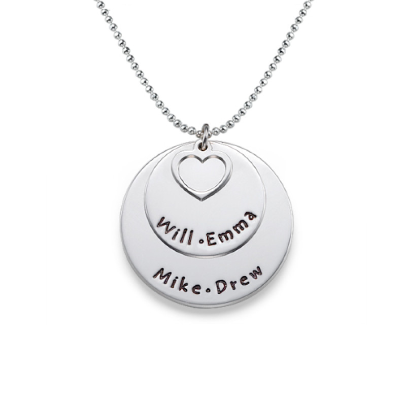 Personalised Family Necklace in Sterling Silver Personalised sterling silver family necklace with stacked name discs