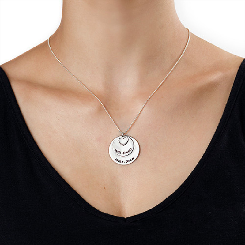 Personalised Family Necklace in Sterling Silver Personalised sterling silver family necklace with stacked name discs