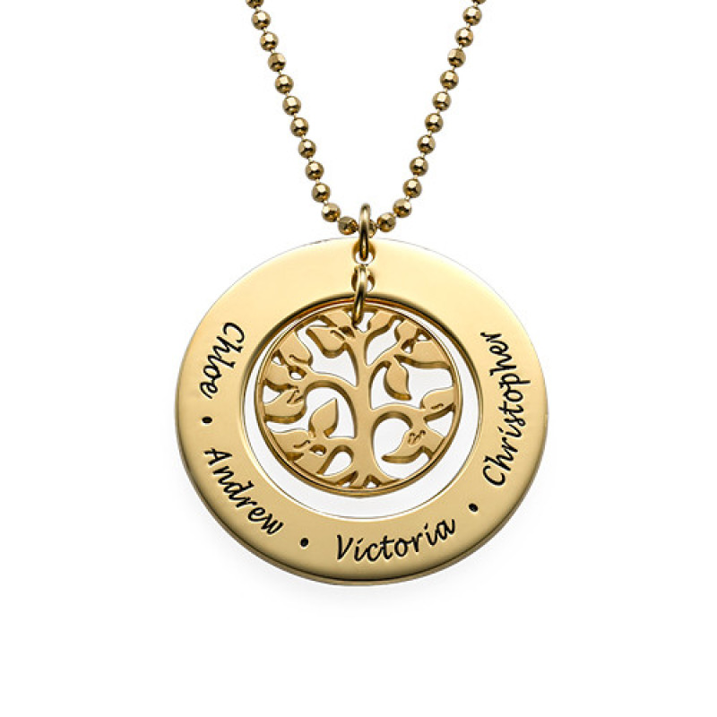 Gold Plated Family Tree Necklace for Mum Gold plated family tree necklace pendant on a bead chain