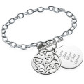 Filigree Tree of Life personalised bracelet with engraved name disc