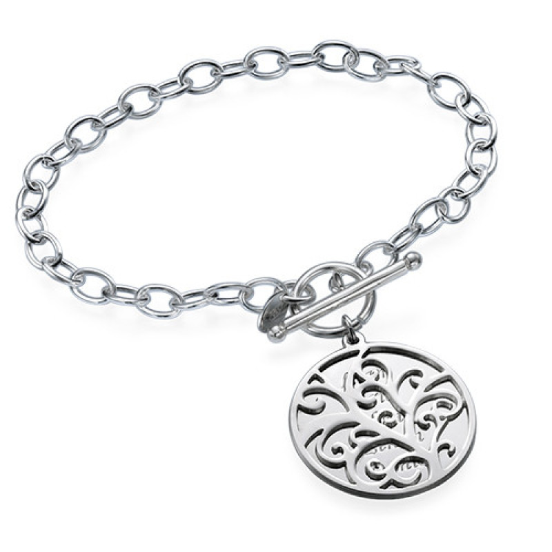 Filigree Tree of Life personalised bracelet with engraved name disc