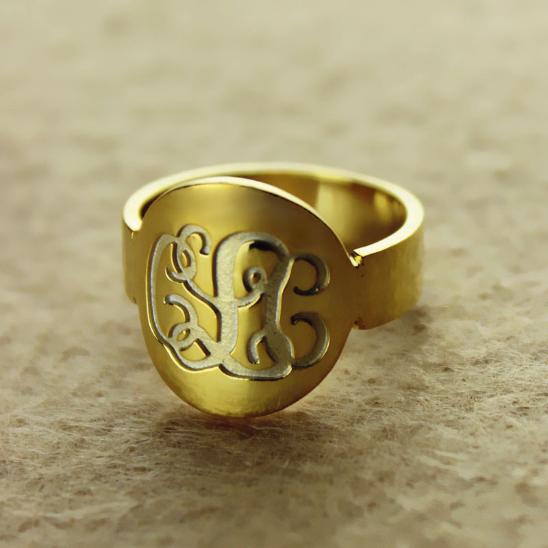 Gold Letter Rings Gold letter ring style image