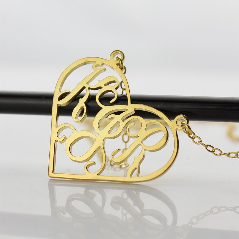 Gold Monogram Charm Gold monogram charm necklace detail