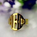 Gold monogram name ring