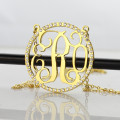 Gold Monogram Necklace Gold monogram necklace with circular initial pendant