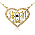 Birthstone Heart Monogram Necklace 18ct Gold Plated 18ct gold-plated birthstone heart monogram necklace