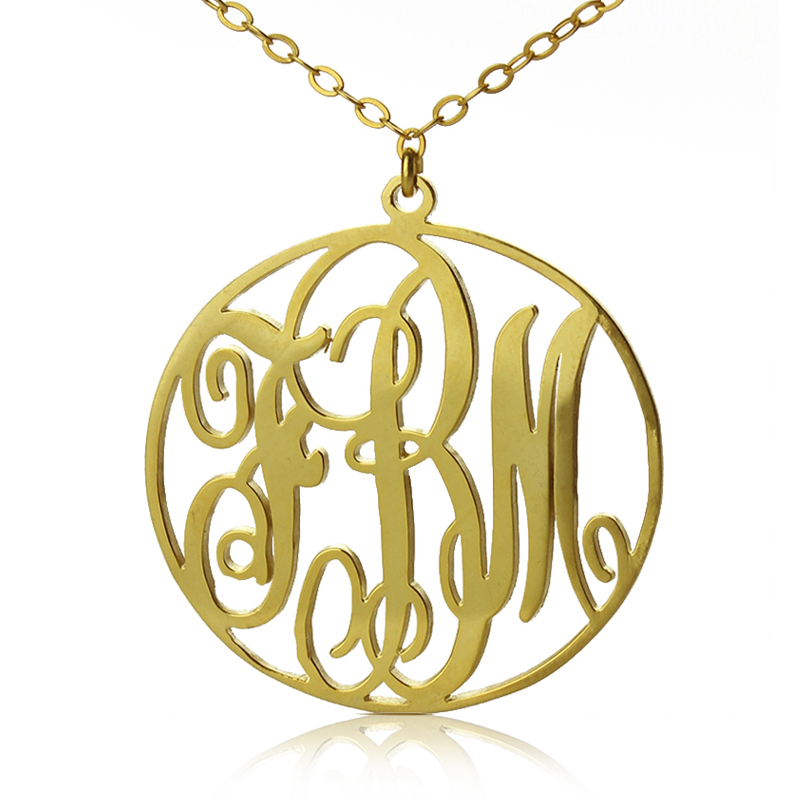 18ct Gold Plated Circle Initial Monogram Necklace Personalised circle initial monogram necklace pendant