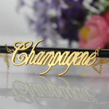 18ct Gold Plated Silver 925 Personalised Champagne Font Name Necklace 18ct Gold Plated Silver 925 Personalised Champagne Font Name Necklace
