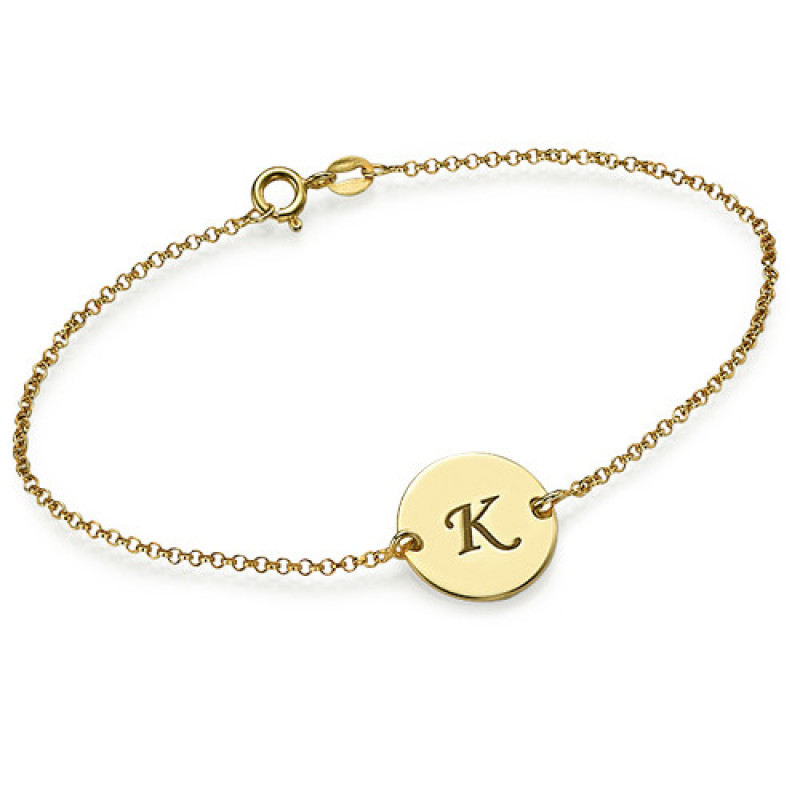 Gold Plated Engraved Initial Bracelet or Anklet Gold plated engraved initial bracelet or anklet with letter pendant