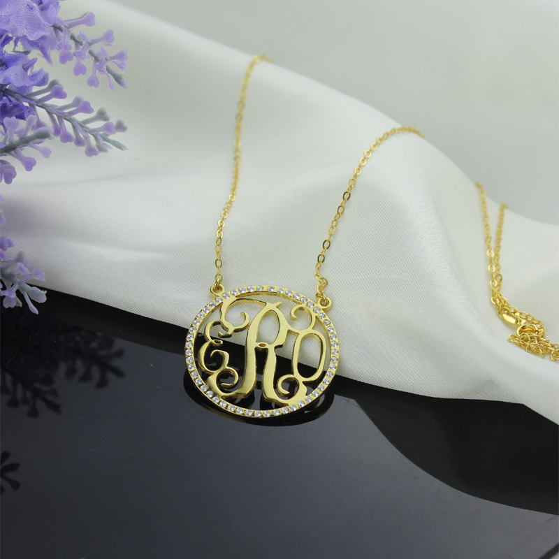 Gold Plated Monogram Necklace Gold-plated circle monogram necklace