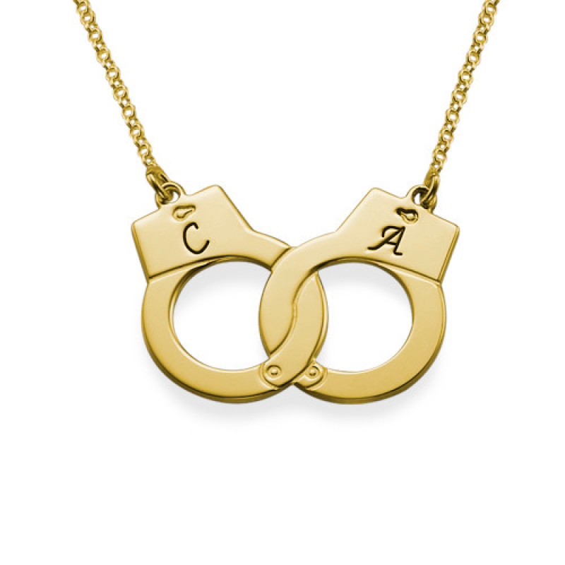 18ct Gold-Plated Personalised Handcuff Necklace 18ct gold-plated handcuff necklace with personalised cuff initials