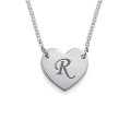 Heart Necklace with Initial Print Font Sterling silver heart necklace with a capital initial in print font