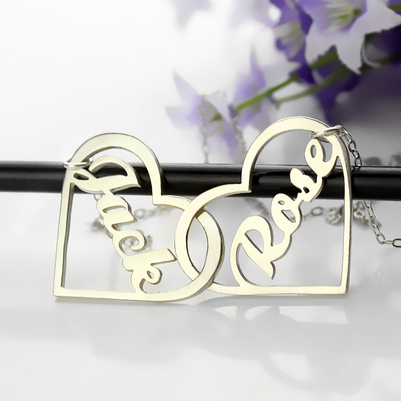 Heart and Heart Necklace Double heart name necklace product image