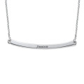 Personalised horizontal sterling silver bar necklace on a Rollo chain