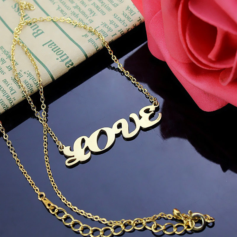 Capital Puff Name Necklace 18ct solid gold Capital Puff personalised name necklace