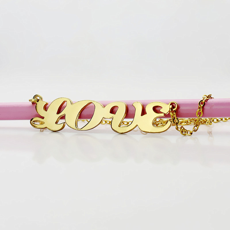 Capital Puff Name Necklace 18ct solid gold Capital Puff personalised name necklace