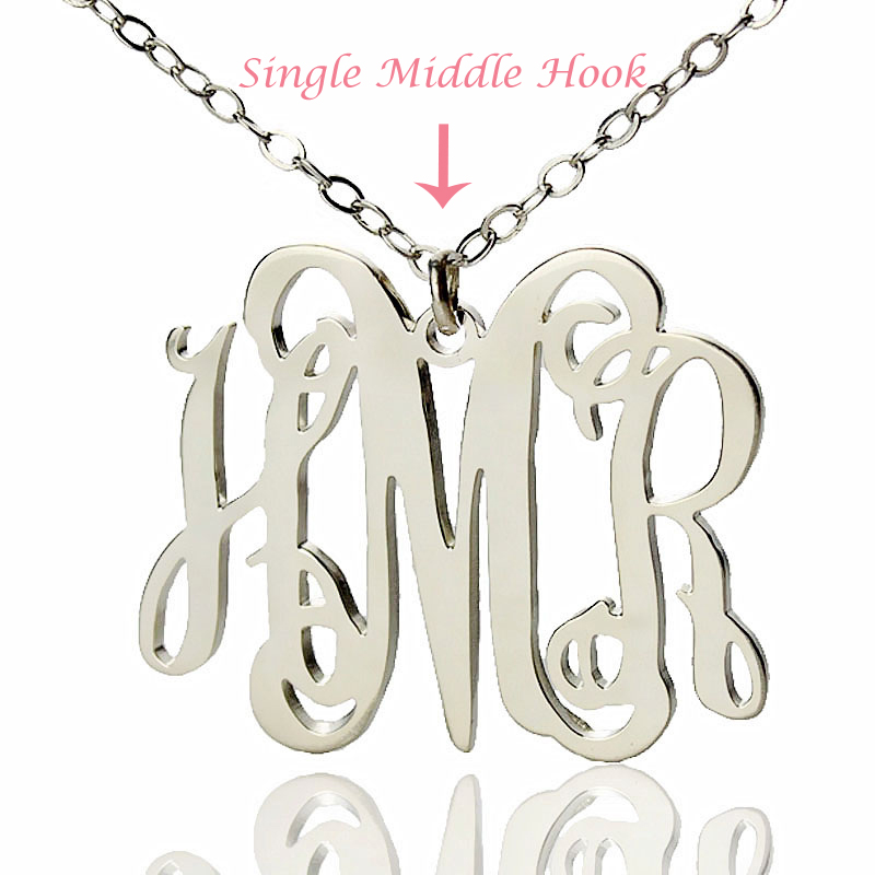White Gold Monogram Necklace Detail Personalised white gold monogram necklace detail image