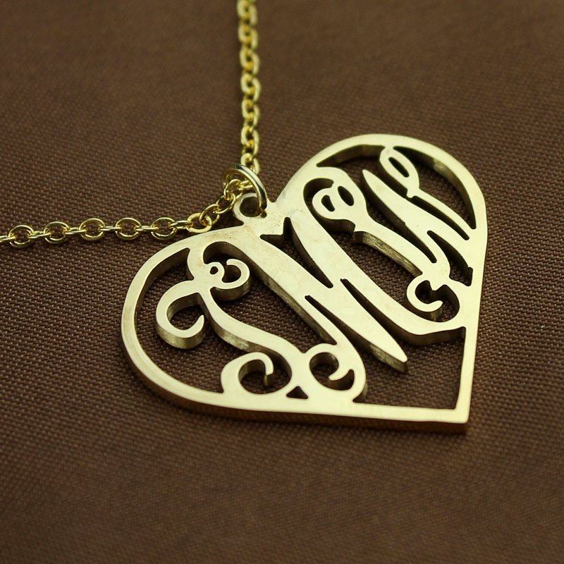 Heart Monogram Necklace Detail Personalised heart monogram necklace detail view