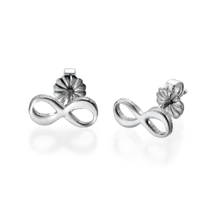 Infinity stud earrings with optional initial