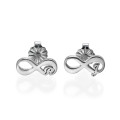 Infinity stud earrings with optional initial, product view