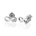 Infinity stud earrings with optional initial, product view