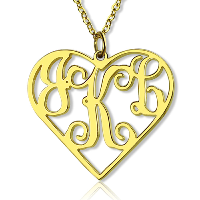 18ct Gold Plated Personalised Heart Monogram Necklace Personalised heart monogram necklace with custom initials