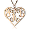 18ct solid rose gold personalised heart initial monogram necklace