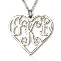 Sterling Silver Cut-Out Heart Monogram Necklace Sterling silver cut-out heart monogram necklace