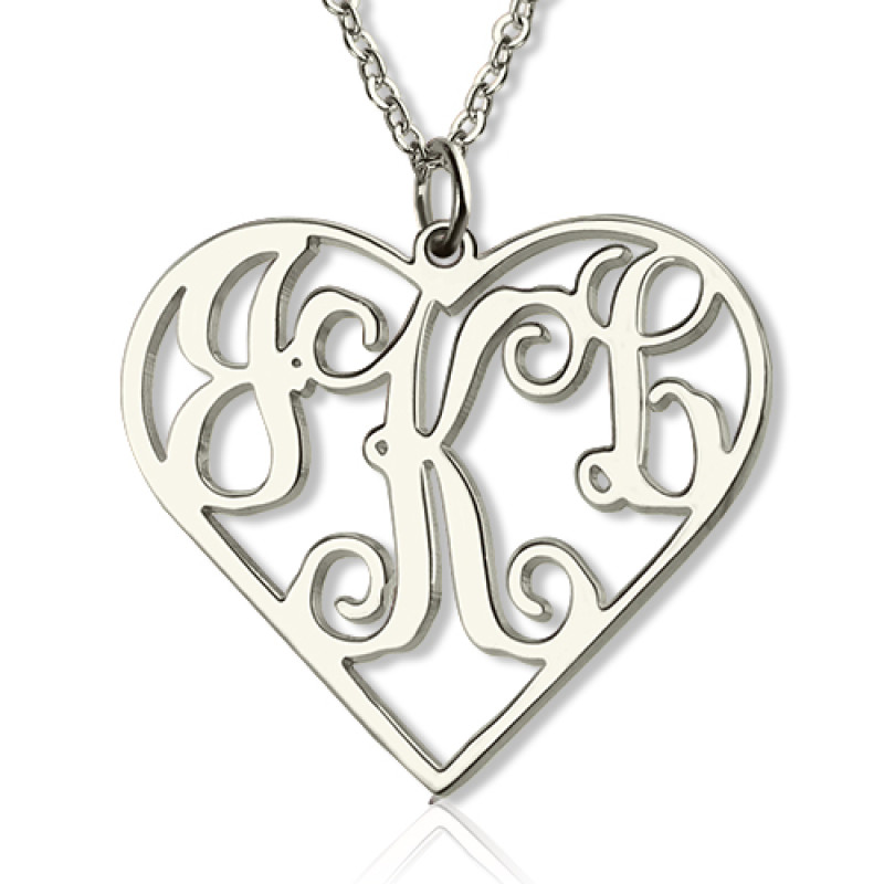 Personalised Heart Initial Monogram Necklace Personalised heart initial monogram necklace