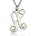Custom Heart Initial Monogram Necklace Custom heart initial monogram necklace in white gold