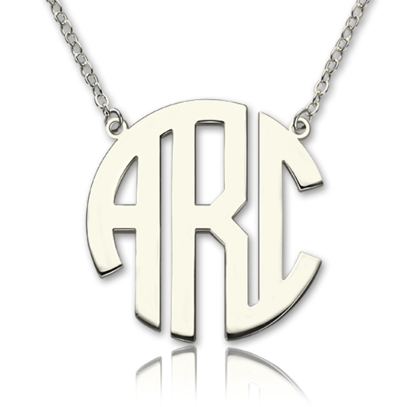 18ct White Gold Block Initial Monogram Pendant 18ct solid white gold block initial monogram pendant necklace