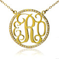 18K Gold Plated Circle Monogram Necklace 18K gold-plated circle monogram initial necklace